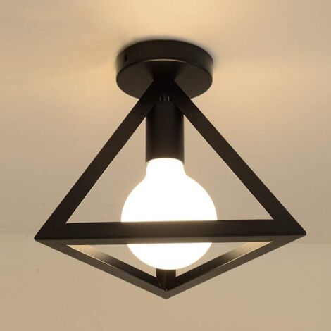 STOEX Lámpara de Techo Industrial Vintage de Metal Jaula Cúbica E27 Negro Hierro Luz Colgante para Salón Dormitorio Café Bar-Triángulo
