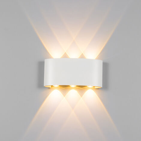 Moderna Lámpara de Pared LED Interior Blanco Aluminio Lámpara de Pared Diseño Arriba Abajo para Salón Dormitorio Pasillo 6W Blanco Cálido (1/5)