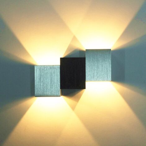 2x Lámpara de Pared Interior 6W Moderna LED Aplique de Pared Blanco Cálido para Dormitorio, Oficina, Salón, Baño, Pasillo(Blanca)