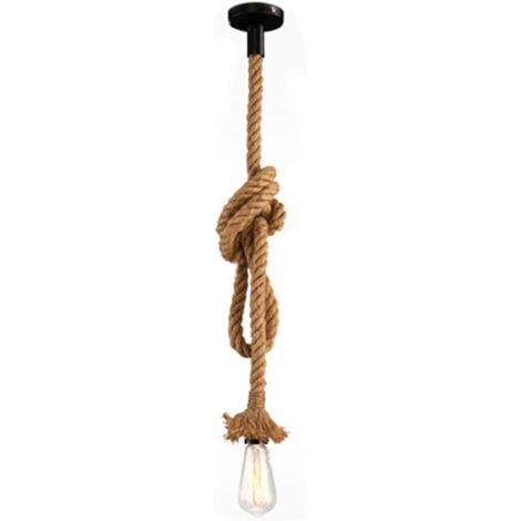 Lámpara Colgante E27 Vintage Cuerda de Heno DIY 4m Altura Ajustable Lámparas de Techo para Restaurant, Bar, Café (Sin Bombilla)