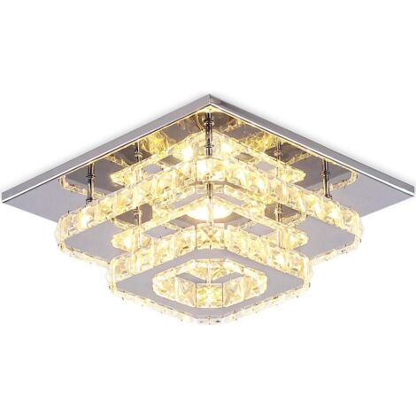 Lámpara de Techo Moderno LED de Cristal Plafón Techo Acero Inoxidable Espejo - 24W Luz Cálida para Salón Dormitorio (1/5)