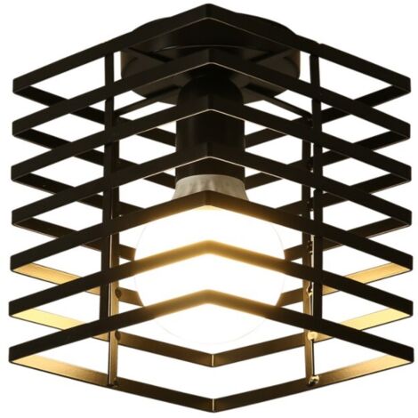 Luz de techo industrial Jaula Araña Lámpara colgante Lámpara de hierro de metal para dormitorio Cocina Pasillo, Negro
