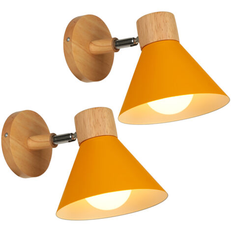 (2X) Apliques Retro Interior Lámpara De Pared Metal E27 Lámpara De Pared Vintage Para Salón Dormitorio Baño (Naranja) (1/5)