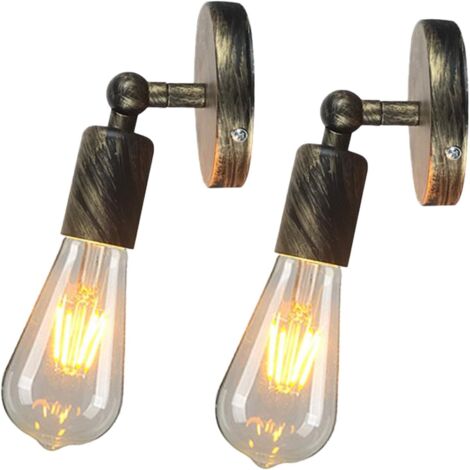 2x Aplique de Pared Industrial de Metal Hierro Lámpara de Pared E27 Retro Edison para Dormitorio, Salón, Restaurante, Pasillo (Bronce)