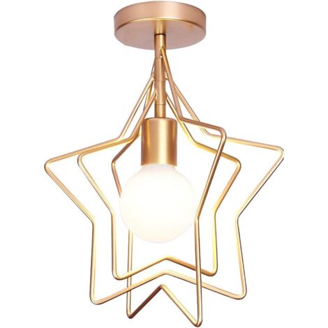 Lámpara de Techo Vintage LED de Metal Luz Colgante DIY Estrella Dorado Hierro 360° Ajustable para Cocina Dormitorio Restauarante