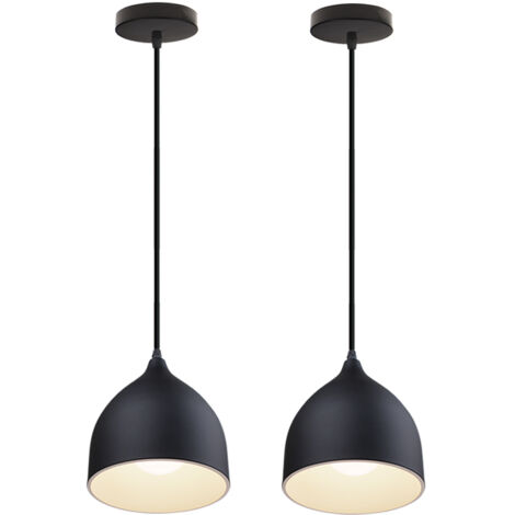 Pack de 2 Lámpara Colgante Industrial Metal Lámpara de Suspensión e27 Mini Vintage para Pasillo Salón Cocina Dormitorio - Negro (1/4)