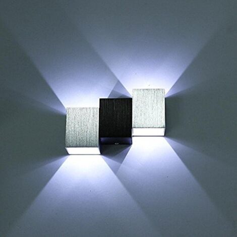 2 Piezas Lámpara de Pared Interior 6W Moderna LED Aplique de Pared Blanco Frío para Dormitorio, Oficina, Salón, Baño, Pasillo(Blanca)