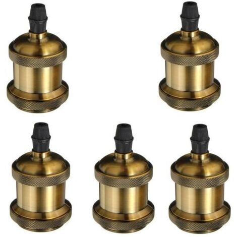 STOEX Pack de 5 LED Vintage Iluminación E27 Edison Adaptable Bombillas Rétro, Soporte de Lámpara de Suspensión Techo con Tornillos - Latón Antiguo