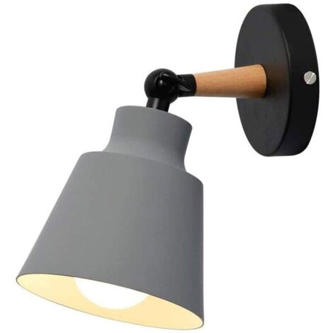 Aplique de Pared Vintage E27 Metal Hierro Lámpara de Pared Ángulo Ajustable para Comedor Salón Dormitorio Pasillo Bar (Gris)
