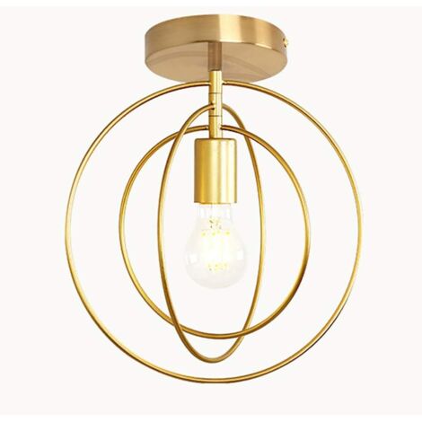 Lámpara de Techo Vintage LED de Metal Luz Colgante DIY Esférico Dorado Hierro 360° Ajustable para Cocina Dormitorio Restauarante