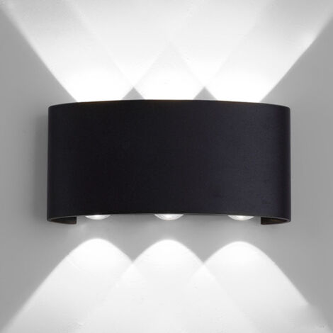 6W Led Lámpara de Pared Interior (Negro) Aplique de Pared Moderna Aluminia para Salón Dormitorio Pasillo (Blanco Frío)