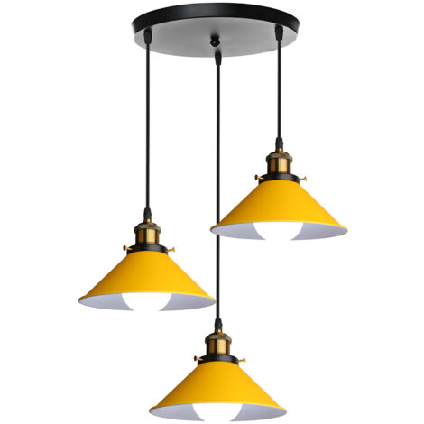 Lámpara Colgante Industrial Metal Hierro Lámpara de Suspensión Altura Ajustable E27 para Salón Dormitorio Cocina Pasillo (Amarillo) (1/5)