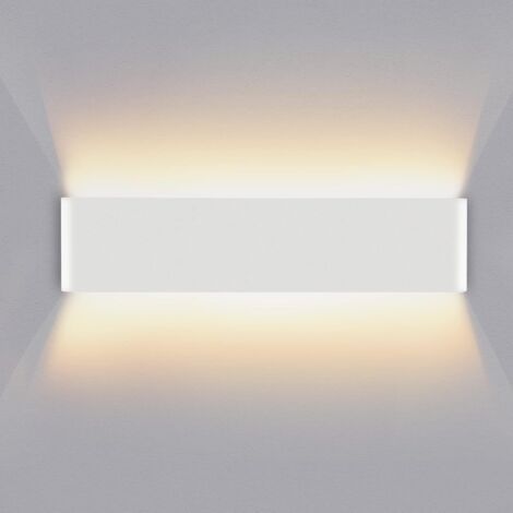 Aplique de Pared Interior 40CM Moderna Aluminio Lámpara de Pared 3000K Blanco Cálido Arriba Abajo para Salón Dormitorio Pasillo 16W - Blanco