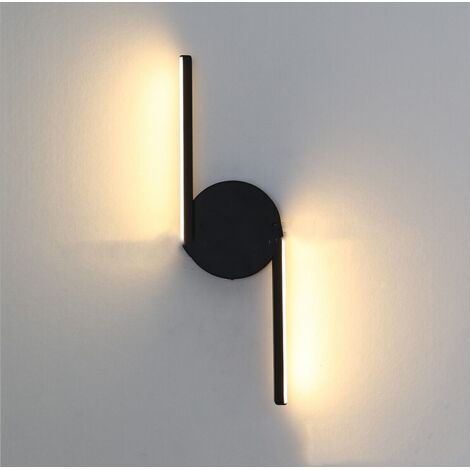 Aplique de Pared Interior Moderna Minimalista 38cm Iluminación de Pared 8W Blanco Cálido para Salón, Pasillo, Dormitorio, Jardín(Negro)