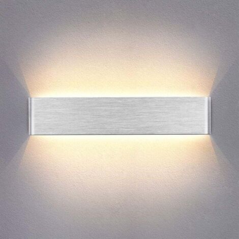 Luz LED de pared para interiores de 14W, lámpara de pared blanca cálida de 40cm, diseño Simple, gris plateado cepillado para dormitorio, sala de estar y baño