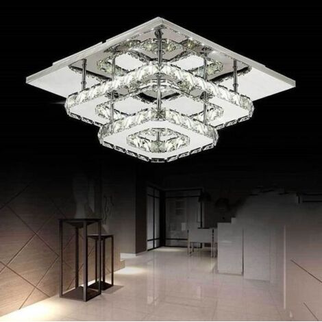 Lámpara de Techo LED de Cristal Lámparas Colgante Moderno Acero Inoxidable - 30CM Luz Blanca