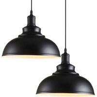 2 Piezas Lámpara de Suspensión Industrial E27 Metal Hierro Lámpara Colgante para Sala de Estar Restaurante Blanco y Negro