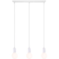 3 Focos Industrial Lámpara Colgante E27 Altura Ajustable Metal Hierro Lámparas de Techo con Soporte Barra de 50cm para Salón Cocina (Blanca)
