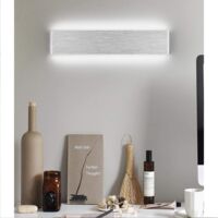 LED Lámpara de Pared Interior 40CM Iluminación de Pared Moderna Minimalista 14W Blanco Frío para Dormitorio, Salón, Baño(Plata)