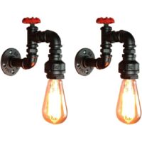 2x Lámpara de Pared Industrial Retro Aplique de Pared Tubería Agua de Hierro Negro Iluminación para Salón Dormitorio Restaurante