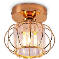 Moderno Mini Lámpara de Techo LED de Cristal - E27 para Cocina, Dormitorio, Pasillo Entrada (Oro Rosa)