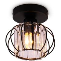 Moderno Mini Lámpara de Techo LED de Cristal - E27 para Cocina, Dormitorio, Pasillo Entrada (Negro)