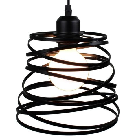 Pendelleuchte Vintage Metall Eisen e27 20cm Spirale Hängende Deckenleuchte für Küche Esszimmer,Schwarz