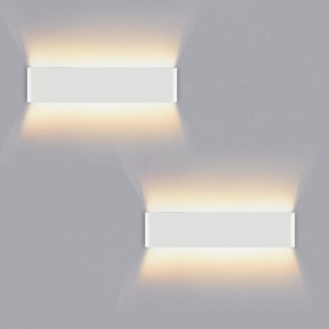 2 Stücke Wandlampe Innen Aluminium Wandleuchte, LED Up Down Wand aus Wandleuchten für Schlafzimmer Wohnzimmer Treppenhaus,14W Warmweiß - 40cm Weiß