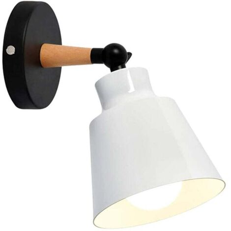 Wandlampe Vintage Wandleuchte im Industrial aus Eisen und Holz Fassung E27 (Weiß) (1/5)