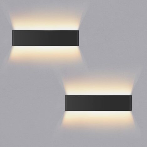 2 Stück Wandlampe Innen Aluminium Wandleuchte, LED Up Down Wand aus Wandleuchten für Schlafzimmer Wohnzimmer Treppenhaus,14W Warmweiß (40cm Schwarz)