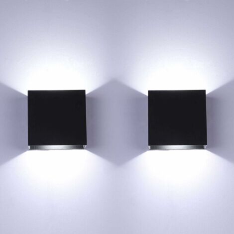 Stück 6W Schwarz Wandleuchte LED Wandleuchte Up Down Indoor Moderne Aluminium Wandleuchte Leuchten für Wohnzimmer Schlafzimmer Badezimmer Küche Esszimmer, Kaltweiß