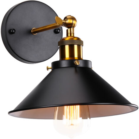 Wandleuchte Vintage 180° Verstellbare Wandlampe Innen Industrielle E27 aus Eisen Käfig Lampenschirm Deckenleuchte für Flur Wohnzimmer (1/5)