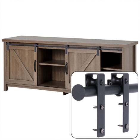 Mini Schiebetür Hardware-Kit ,Schiebetür Schiene Rollen Set für Einzeltür , Schrank, TV-Stand Verwendet - 3FT/90CM