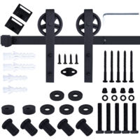 6FT/183CM Systeme Porte Coulissante Quincailleri Kit de Rail pour Porte Coulissante Ensemble Industriel pour Porte Coulissante Interieur