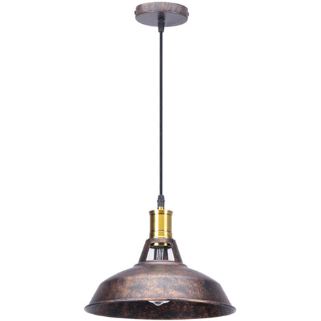 Lampada da Soffitto Industriale Paralume Sospensione E27 Metallo Ferro Lampada a Sospensione per Cucina Soggiorno(Ruggine)