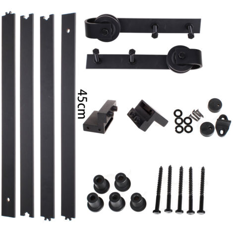 STOEX 1.8m Kit Binario di Riel Sospeso Porta Scorrevole, Industriale Kit di Ferramenta per Porta Sospesa in Legno Sistema di Porta con Rotelle Riel