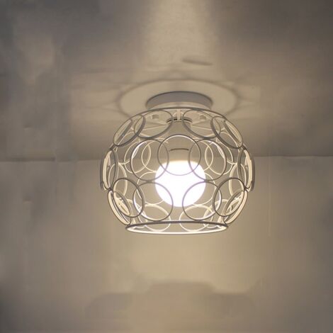 Plafoniera Vintage Lampada da Soffitto Gabbia in Metallo Ferro per Cucina, Isola, Corridoio, Camera da Letto, Ingresso, Sala da Pranzo - E27 Bianca