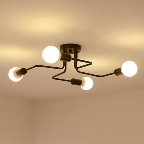 3 Luci Lampadario a Sospensione Retrò Plafoniera Industriale in Metallo E27 Moderna per Soggiorno, Camera da Letto (senza lampadine) (Nero)