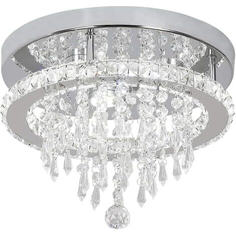 Lampada da Soffitto LED Crystal Plafoniera 2 Strati Round Flush Mount Lampadario Moderna Lampadario per Corridoio Cucina Bagno (Luce Bianca)