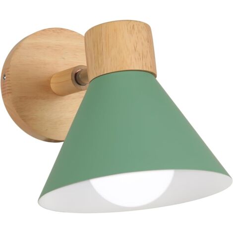 Lampada da Parete Interno Moderna E27 Legno Applique da Parete Vintage Regolabile per Camera da Letto Cucina Soggiorno Corridoio Cafe (Verde Chiaro)