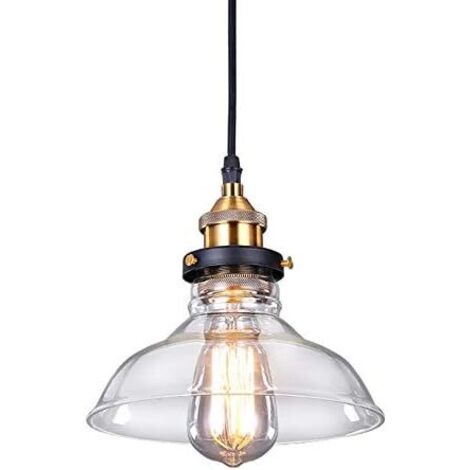 Lampada a Sospensione in Vetro Trasparente Lampada da Soffitto a Luce Singola Creativa, Base E27 per Sala da Pranzoa Soggiorno Bar Cafe (20CM) (1/5)