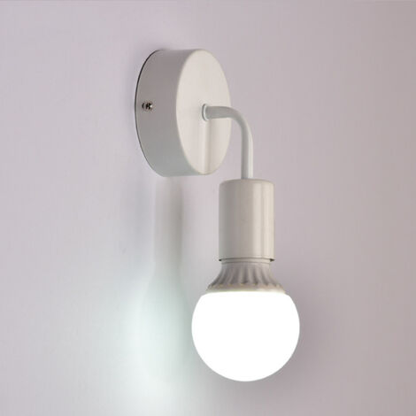 Lampada da Parete Industriale Metallo Ferro , Applique da Parete E27 Bianca per Camera da Letto Soggiorno Corridoio Cucina (Senza Lampadine) - 1 pezzo