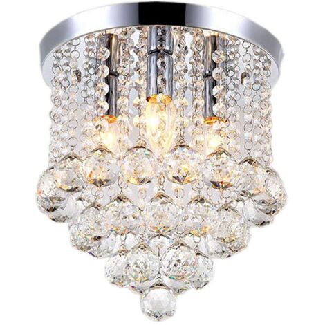Plafoniera in Cristallo Rotondo LED Lampada a Sospensione per Corridoio Scala Camera da Letto Soggiorno