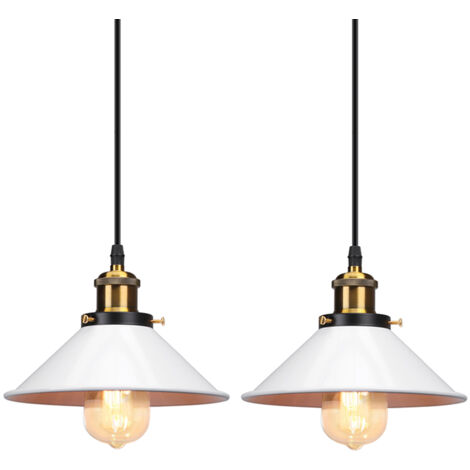 2 Pacchi Lampadario a Sospensione Vintage Rustico Lampada da Soffitto Industriale Ferro per Sala Cucina Salotto Camera da Letto, E27 (Bianca)