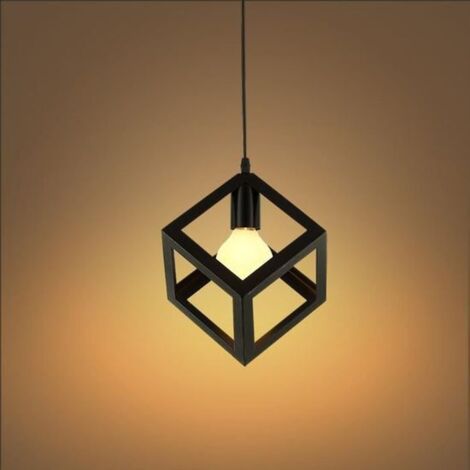 E27 Metallo Moderne Lampada a Sospensione Metallica Lampada da Soffitto Creativa Gabbia Lampadario per Camera da Letto Cucina Soggiorno- Nera (1/5)