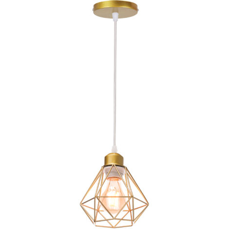 STOEX Retro Lampada a Sospensione Oro Vintage Industriale Loft Bar Metallo Paralume da Soffitto E27 (Senza Lampadine)