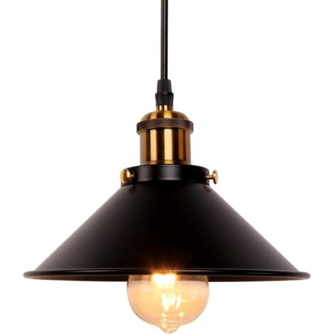 Lampadario a Sospensione Vintage Rustico Lampada da Soffitto Industriale Ferro per Sala Cucina Salotto Camera da Letto, E27 (Nero)