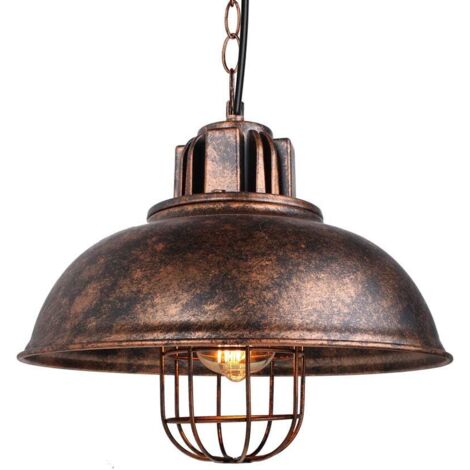 Lampada da Soffitto Industriale Vintage Lampadario a Sospensione E27 in Metallo 33cm Retro Interni per Cucina Camera da letto Sala Da Pranzo (Ruggine) (1/5)