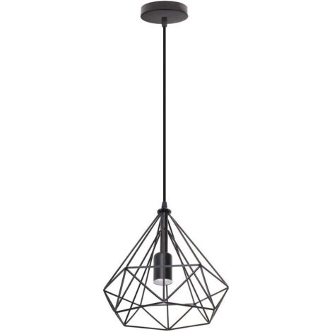Industriale Lampada da Soffitto Metallo Gabbia Paralume Sospensione Altezza Regolabile per Soggiorno Sala da Pranzo,Nero