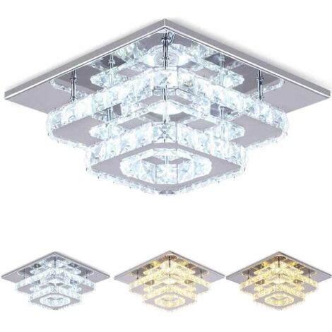 Moderna Plafoniera LED da Soffitto in Cristallo Lampadario da Soffitto Quadrate Lampadario per Cameretta Soggiorno Corridoio (3 Colore Modificabile)